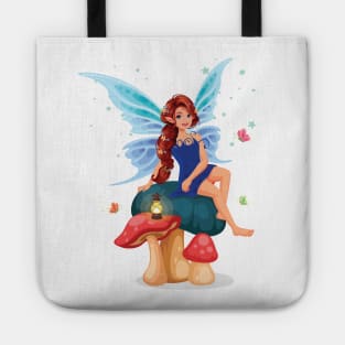 little fairy sitting mushroom Tote