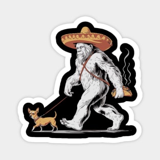 Bigfoot Sasquatch Taco Chihuahua Funny Cinco De Mayo Mexican Magnet