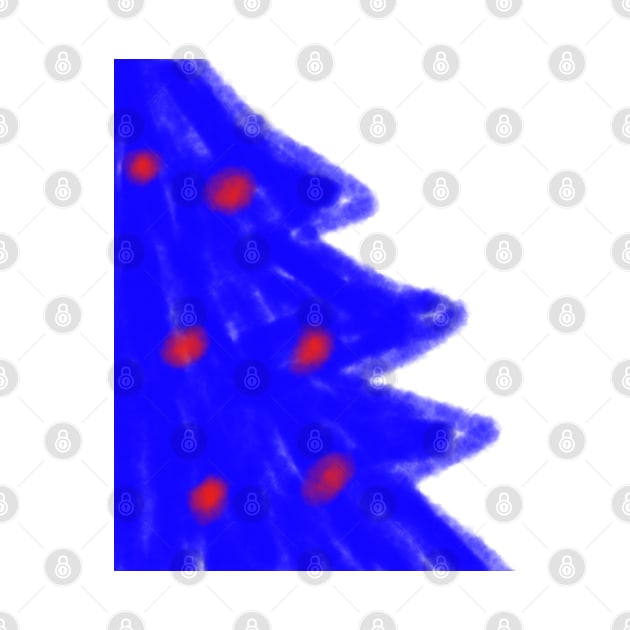 blue red tree christmas watercolor by Artistic_st