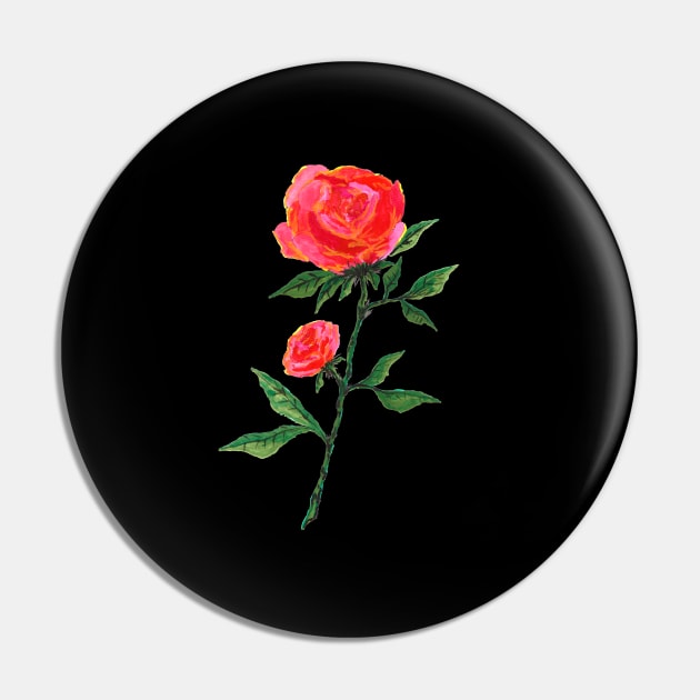 Red Rose Watercolor Pin by ZeichenbloQ