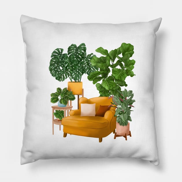 House plants collection 40.9 Pillow by gusstvaraonica