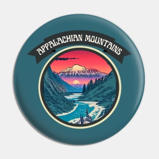 Vintage Appalachian Mountains in Magical Hiking Trails Lake Life Pin