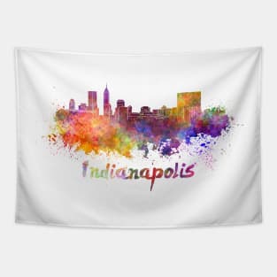 Indianapolis skyline in watercolor Tapestry