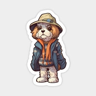 A cute dog wearing street fashion Magnet