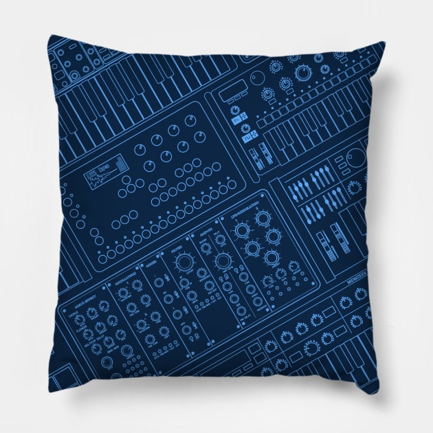 Synthesizers for Electronic Music Producer Pillow by Mewzeek_T