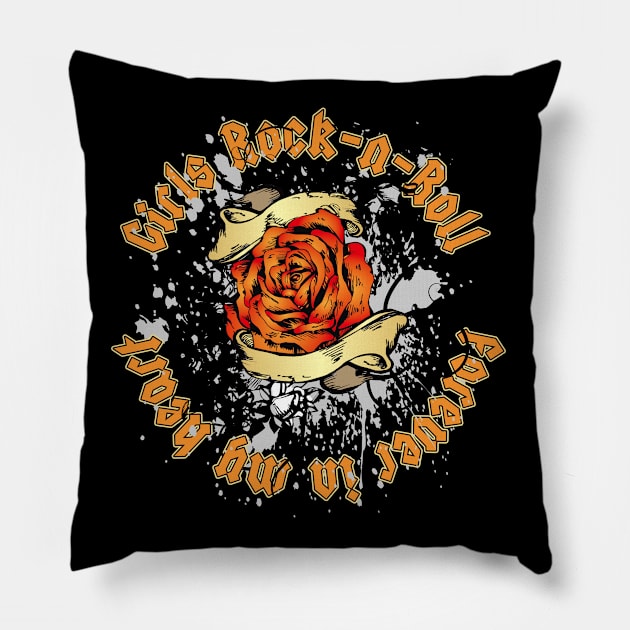 Girls Rock-n-Roll forever in my heart Pillow by NEFT PROJECT