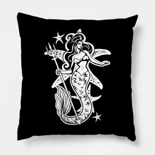 Retro Pin-Up Black And White Mermaid Pillow