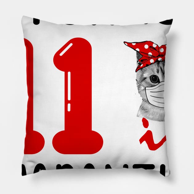 I Turned 11 In Quarantine Funny Cat Facemask Pillow by David Darry