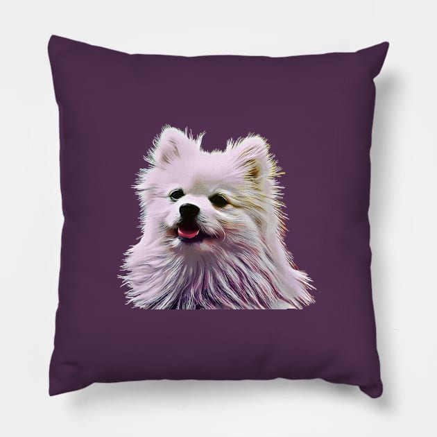 white small dog Pillow by Glaynder