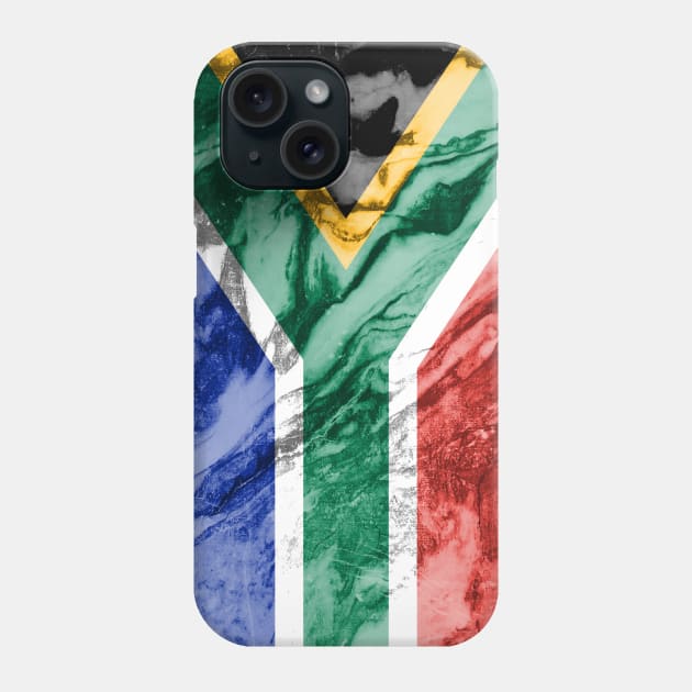 Flag of South Africa - Marble Texture Phone Case by DrPen