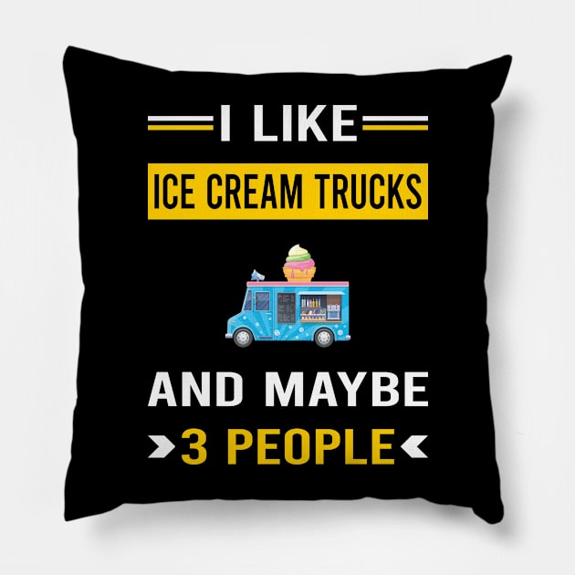 3 People Ice Cream Truck Trucks Pillow by Good Day