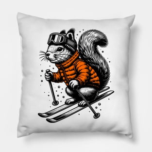 Skiing Squirrel Pillow