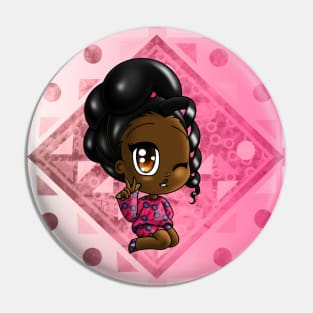 African American Girl and Geometric Patterns Pin