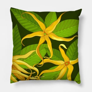 Ylang Ylang Exotic Scented Flowers and Leaves Pillow