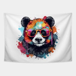 Colorful Bear with Glasses Tapestry