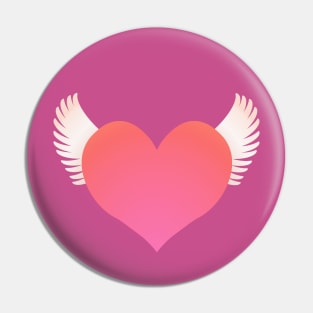 Pink Heart on Wings Pin