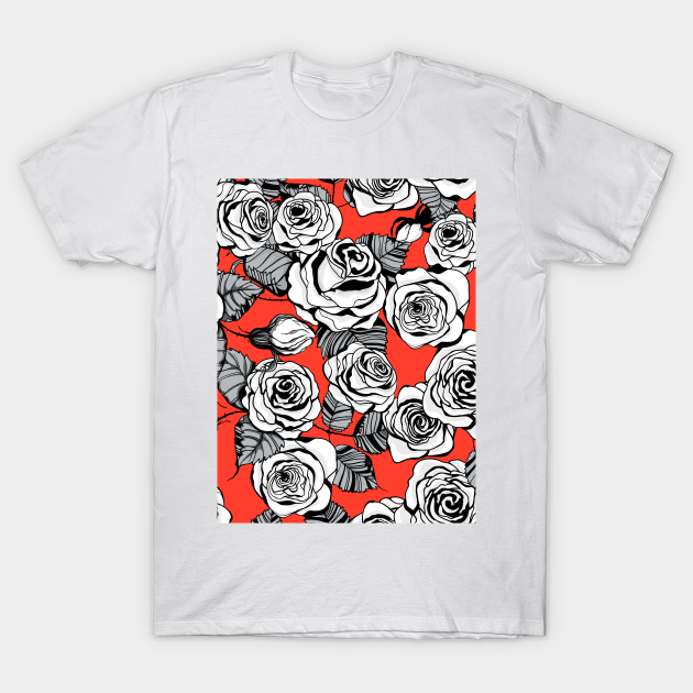 White roses pattern - White Rose - T-Shirt | TeePublic