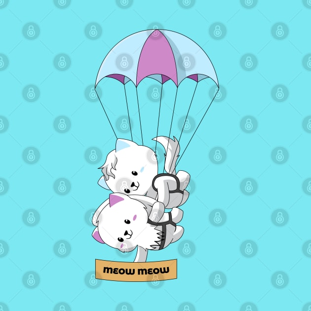 2 cute cats parachuting by Brainlight