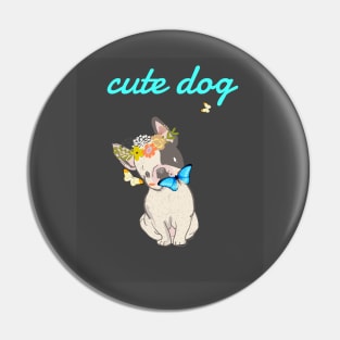 cute dog with pretty butterflies and flowers Pin