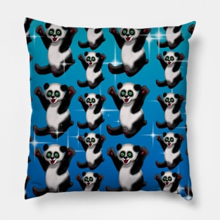 Pick me up panda pattern blue with stars Pillow