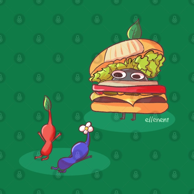 Pikmin worshiping the Burger Pikmin by ellenent