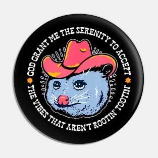 Accept The Vibes That Arent Rootin Tootin Funny Opossum Pin