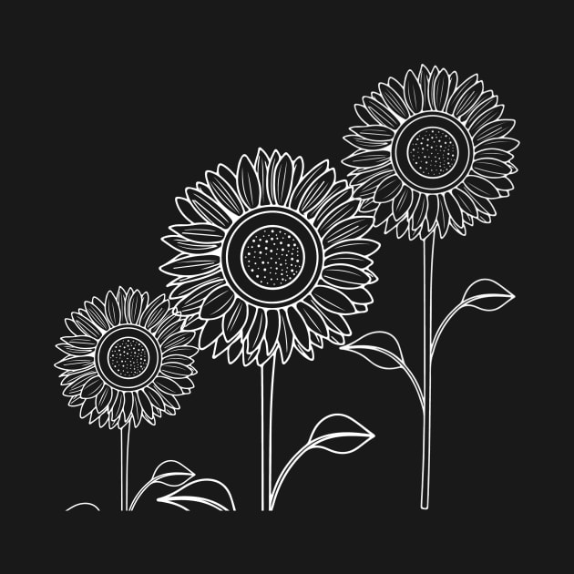 Hand drawn cute black sunflowers by LuckyLife