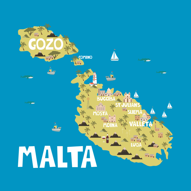 Malta Illustrated Map by JunkyDotCom