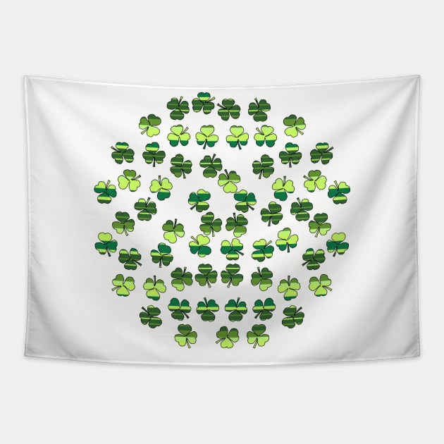 St Patricks Day Shamrock Green Stripes Tapestry by ellenhenryart