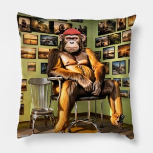 Funny ape photogrpher monkey meme Pillow