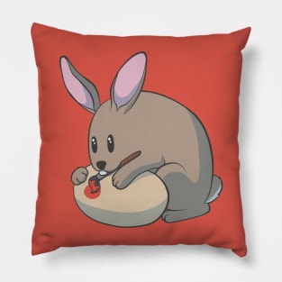 Egg painting brown Easter bunny Pillow