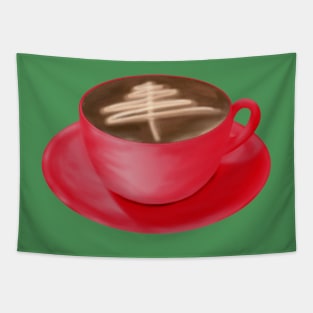Christmas Cappuccino Art Tree Tapestry