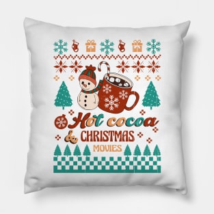 Hot Cocoa Christmas Movies, Retro Christmas Pillow