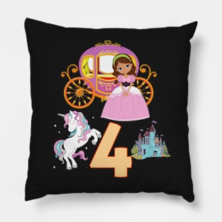 4th birthday  Princess Castle Unicorn Carriage Pillow