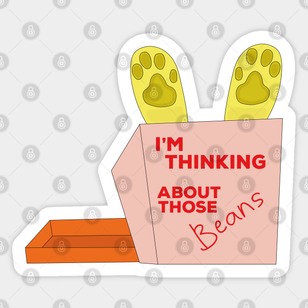 I M Thinking About Those Beans Cute Cat Inside Box Paw Autocollant Teepublic Fr
