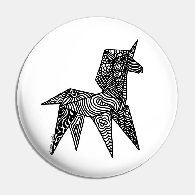 Unicorn Origami Illustration Pin by wontondoodles