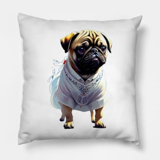 The Stylish Pug: Flaunting a Vibrant Kaftan Pillow