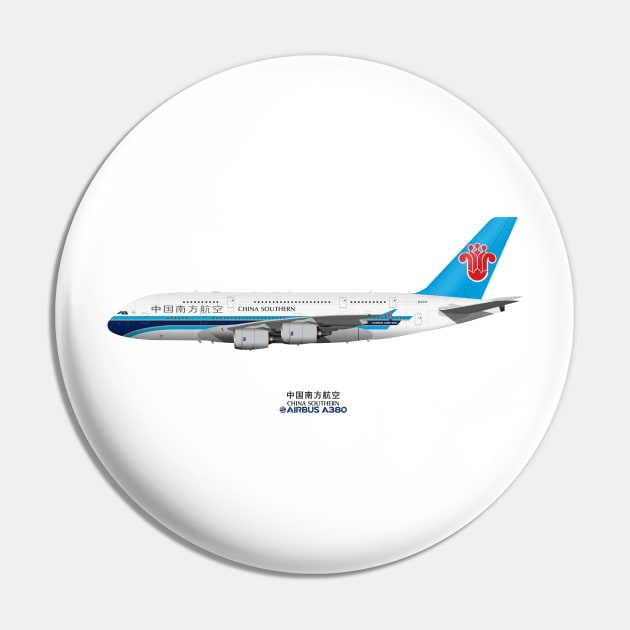 Illustration of China Southern Airbus A380 Pin by SteveHClark