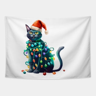 Christmas Lights Cat Merry Catmas Tapestry