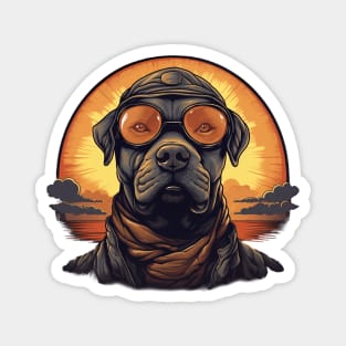 Black Pitbull Dog Funny Pilot Magnet