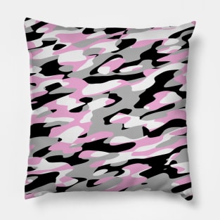 pink black gray and white camo Pillow