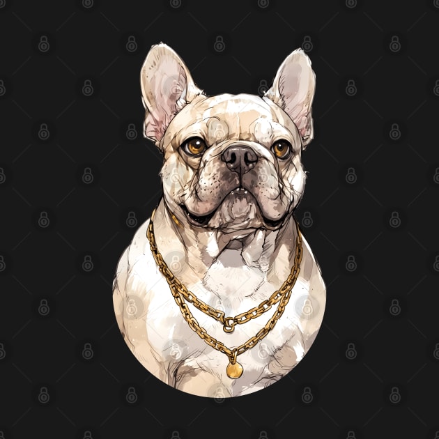 Merle Cream color with gold chain French Bulldog by CandyApparel