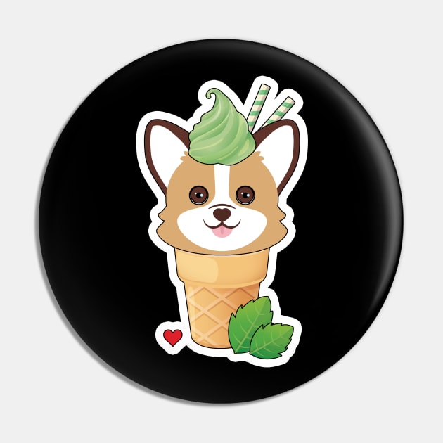 Corgi Mint Ice Cream Pin by MaplewoodMerch