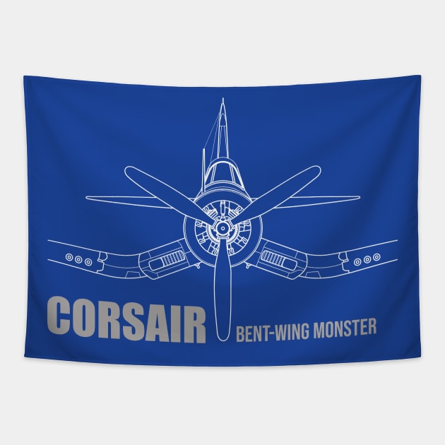 F4U Corsair: Bent Wing Monster Tapestry by Blue Gingko Designs LLC
