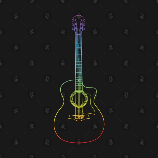 Auditorium Style Acoustic Guitar Colorful Outline by nightsworthy