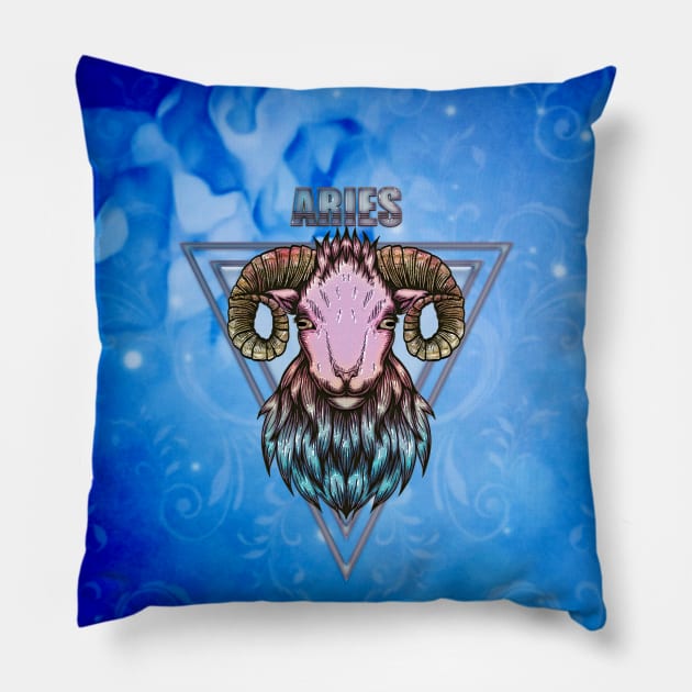 Zodiac sign aries Pillow by Nicky2342