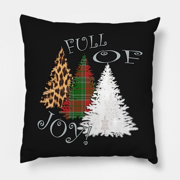 Cute Christmas Tree Shirts and other Products: Graphic Design Snowflake Plaid & Leopard FULL OF JOY Gift Pillow by tamdevo1