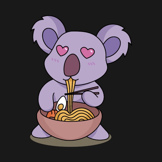 Cute Koala Bear with Ramen - Kawaii Designs by Watersolution