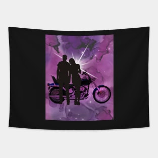 Motorcycle couple 2 in Fuschia/Pink Tapestry