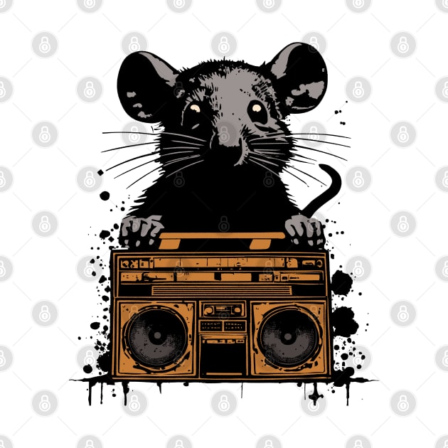 Boombox Rat Graffiti Splash Art by SunGraphicsLab